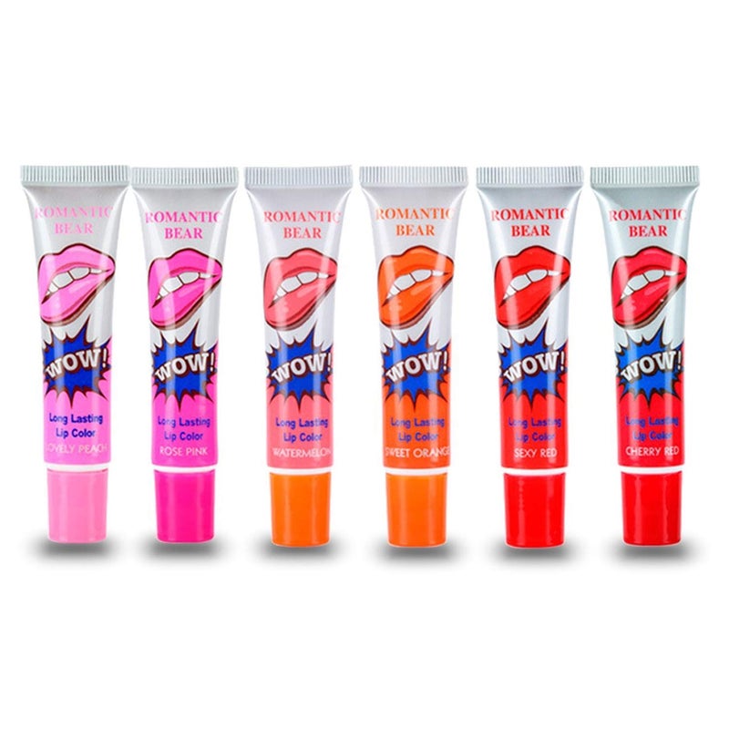 Romantic bear 6 Colors Tattoo Magic Color Peel Off Mask Tint Long Lasting Waterproof Lip Gloss by romantic bear - Image 1
