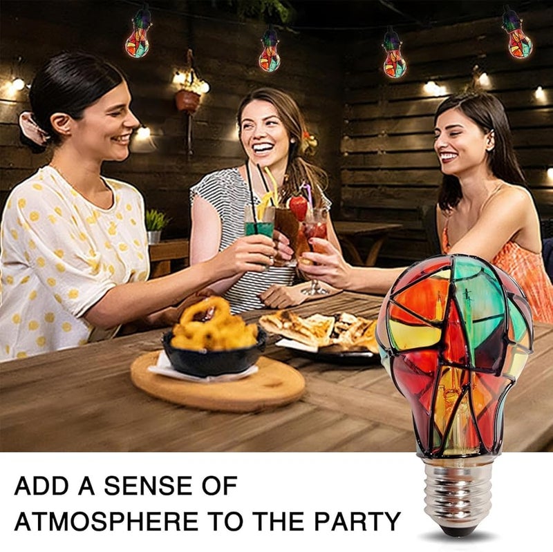 Christmas Stained Glass LED Bulb E27 4w Colorful Painted Energy Saving Mood Light - Image 5