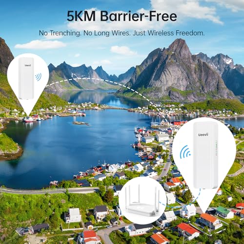 UeeVii DualBand Wireless Bridge Router Kit 24G 58G WiFi Bridge 5KM Point to Point Wireless Bridge Outdoor Network for Starlink Extender for BarnShop IP65 Weatherproof Plug Play - Image 3