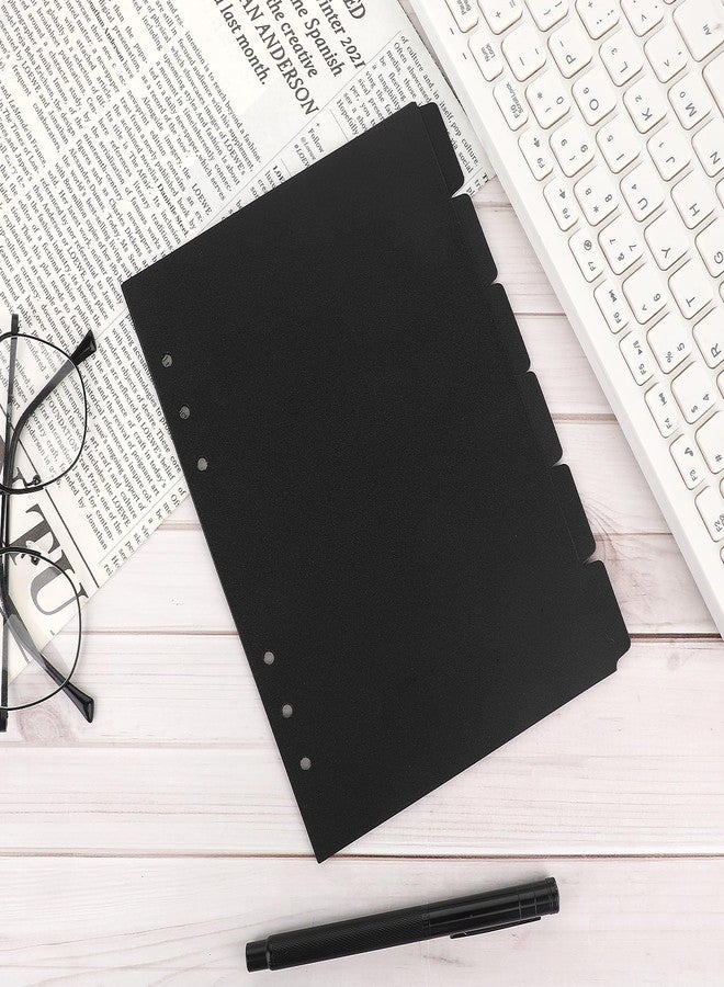 Jeffdad مجموعة فواصل بلاستيكية للمجلدات من جيفداد بست حلقات، فواصل مجلدات بستة علامات تبويب، فواصل مجلدات قابلة للإدخال بحجم A5 مناسبة للدفاتر والمجلدات (أسود) - Image 5