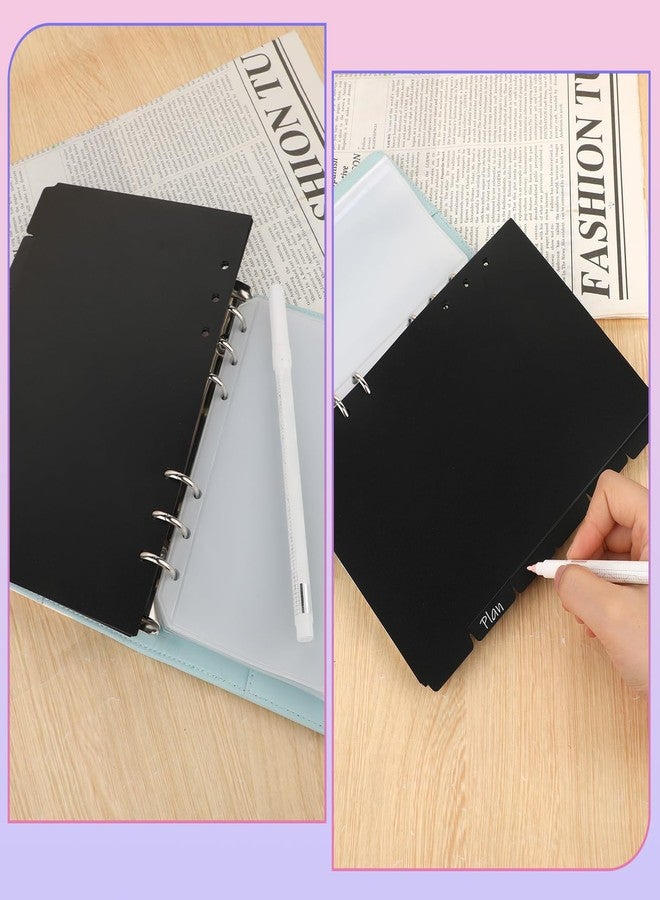 Jeffdad مجموعة فواصل بلاستيكية للمجلدات من جيفداد بست حلقات، فواصل مجلدات بستة علامات تبويب، فواصل مجلدات قابلة للإدخال بحجم A5 مناسبة للدفاتر والمجلدات (أسود) - Image 4