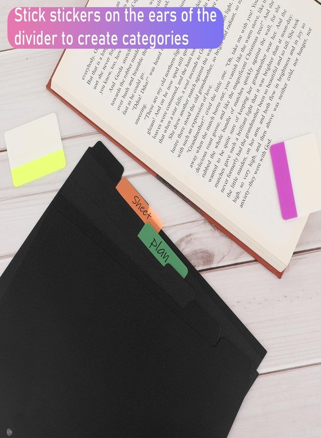 Jeffdad مجموعة فواصل بلاستيكية للمجلدات من جيفداد بست حلقات، فواصل مجلدات بستة علامات تبويب، فواصل مجلدات قابلة للإدخال بحجم A5 مناسبة للدفاتر والمجلدات (أسود) - Image 3