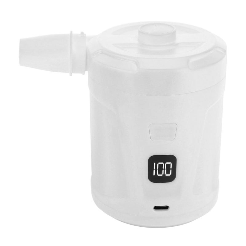 Cordless Air Pump: White 3.39x3.15x4.37in 5200mAh Rechargeable Battery With LED Screen - 4 Removable ABS Nozzles Efficient Inflation Deflation Portable Air Pump for Camping Travel Sports Home Use - Image 2