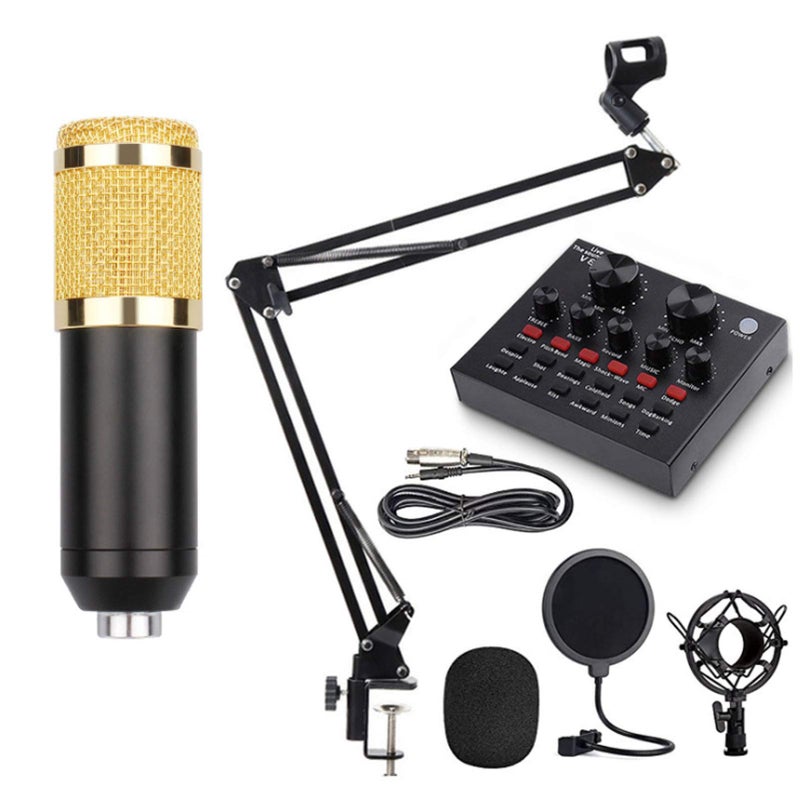 DBOATB Condenser Microphone Kit PC Microphone Kit with USB Sound Card Adjustable Metal Arm Stand Professional Mic Set Great for Gaming,Recording,Video Conference - Image 1