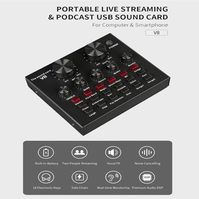 DBOATB Condenser Microphone Kit PC Microphone Kit with USB Sound Card Adjustable Metal Arm Stand Professional Mic Set Great for Gaming,Recording,Video Conference - Image 5