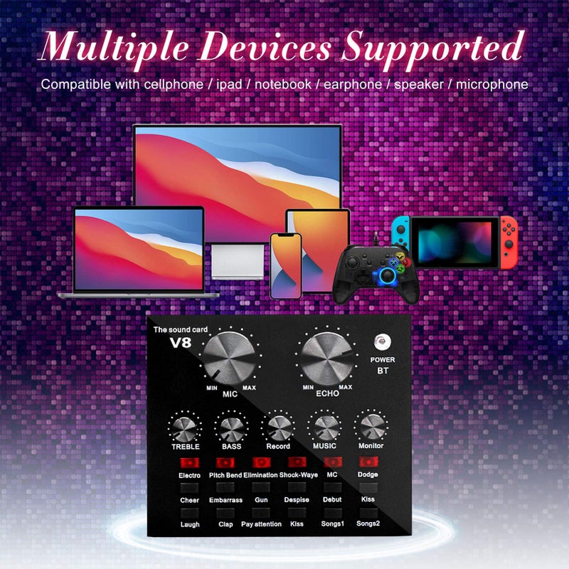 DBOATB Condenser Microphone Kit PC Microphone Kit with USB Sound Card Adjustable Metal Arm Stand Professional Mic Set Great for Gaming,Recording,Video Conference - Image 2