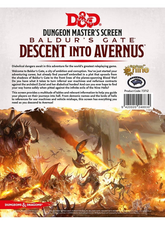 Gale Force Nine Descent into Avernus DM Screen, Multicolor