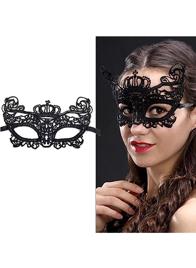 2 Pcs Lace Eye Mask Masquerade Masks Mysterious Face Venetian Eyemask for Night Party Costume Mask Black - Image 3