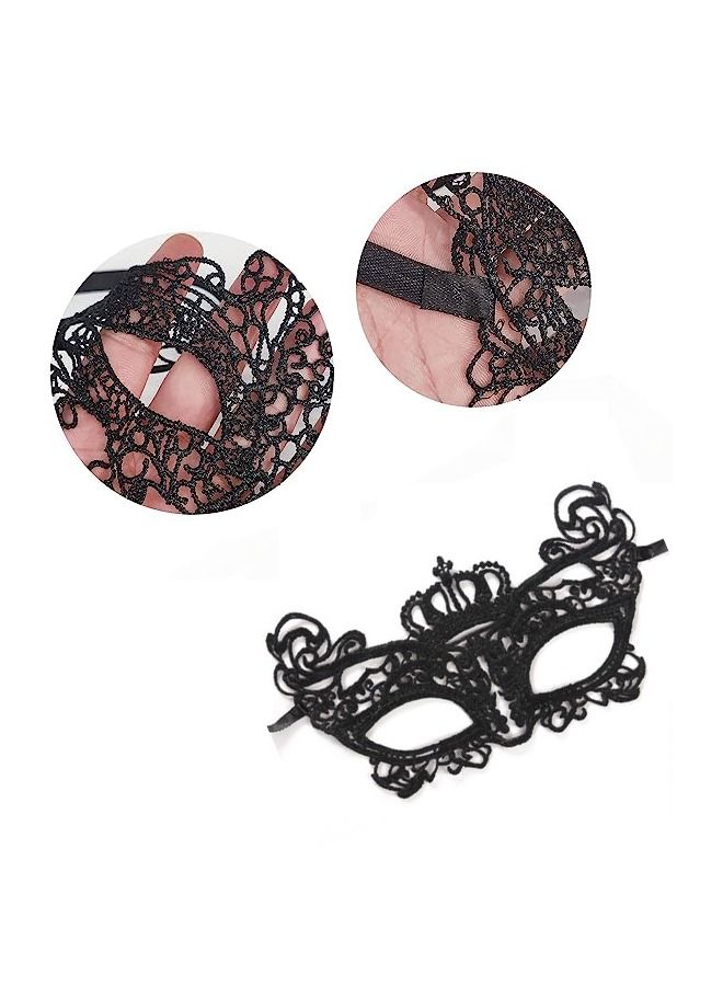 2 Pcs Lace Eye Mask Masquerade Masks Mysterious Face Venetian Eyemask for Night Party Costume Mask Black - Image 5