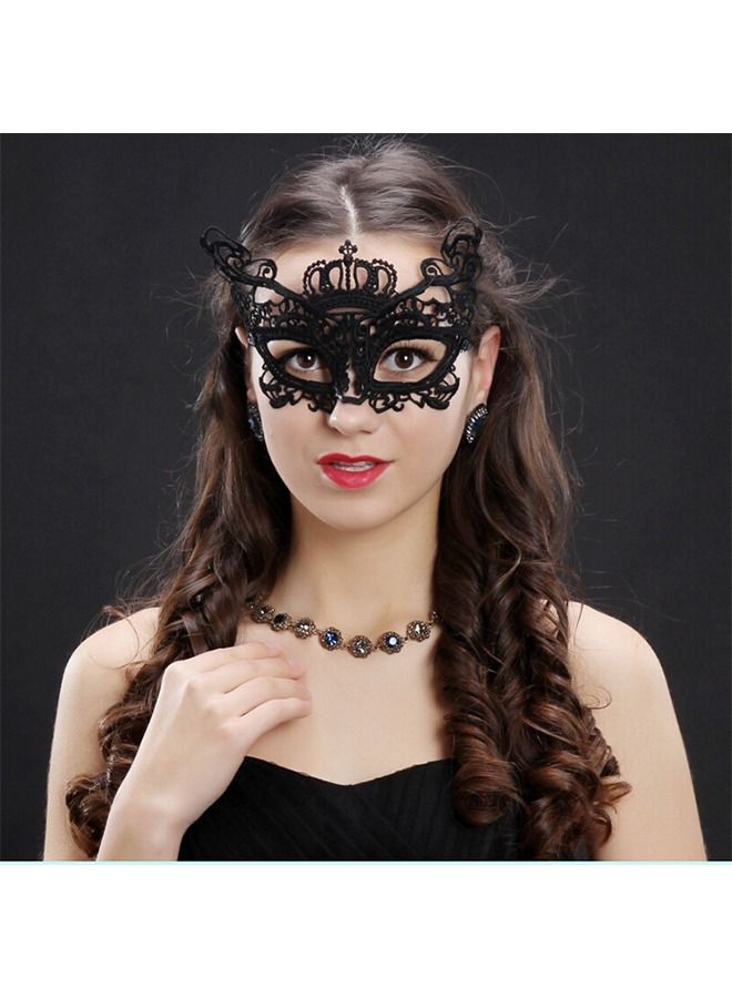 2 Pcs Lace Eye Mask Masquerade Masks Mysterious Face Venetian Eyemask for Night Party Costume Mask Black - Image 2