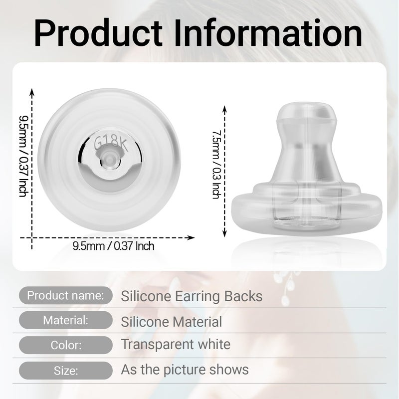 JUNCHONG Silicone Earring Backs, 18K Gold Secure Locking Design for Studs, Hypoallergenic Replacement for Droopy Ears, No-Irritation Earring Backs for Men and Women(12 PCS) - Image 4