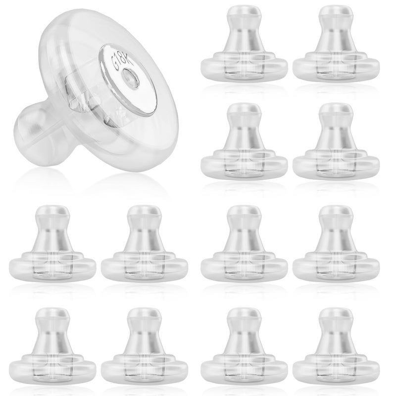 JUNCHONG Silicone Earring Backs, 18K Gold Secure Locking Design for Studs, Hypoallergenic Replacement for Droopy Ears, No-Irritation Earring Backs for Men and Women(12 PCS) - Image 1