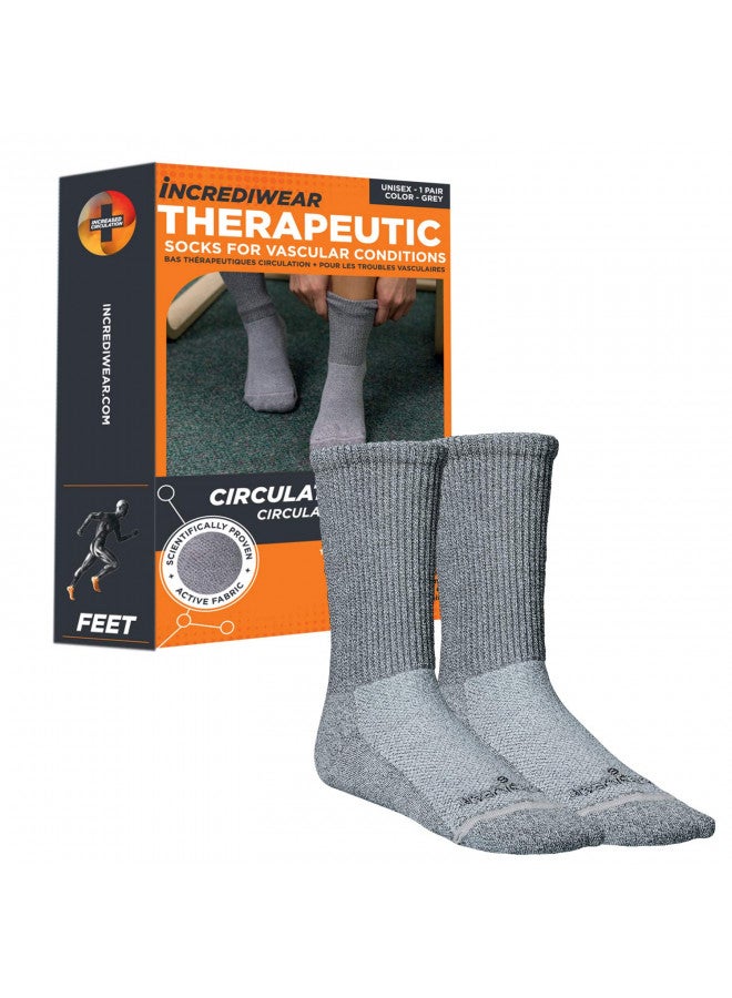 INCREDIWEAR Incrediwear Circulation Socks Womens and Mens Crew Socks (Grey, Large) - Image 1