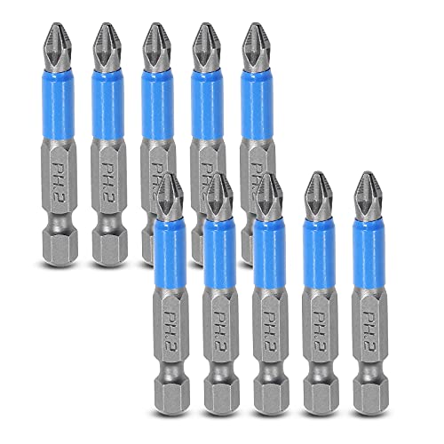 Uenhoy 10 Pcs Magnetic Phillips Screwdriver Bits Set 2 Inch Long Anti Slip Phillips Bits #2, 1/4 Inch Hex Shank (PH2 x 50MM) - Image 2
