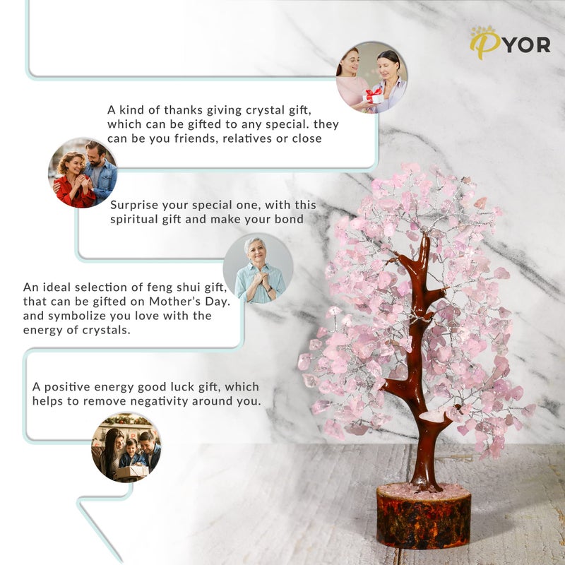 PYOR Rose Quartz Tree  Pink Office Decor  Spiritual Gifts For Women  Rock Tree  Pink Quartz Crystal  Aesthetic Room Decor  Desk Accessories For Women  Crystal Decor  Tree Of Life Decor  Gemstone  Pink Tree - Image 4