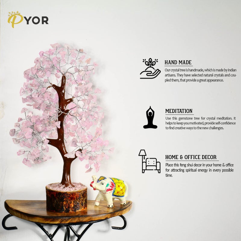 PYOR Rose Quartz Tree  Pink Office Decor  Spiritual Gifts For Women  Rock Tree  Pink Quartz Crystal  Aesthetic Room Decor  Desk Accessories For Women  Crystal Decor  Tree Of Life Decor  Gemstone  Pink Tree - Image 2