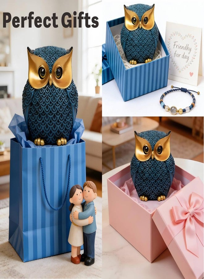 iStarcas Owl Decor Home Décor Accents, Owl Gifts for Women and Owl Lovers, Owl Figurine, Owl Ornaments, Cute Owl Statue, Owl Figurines Home Decor(Blue) - Image 3