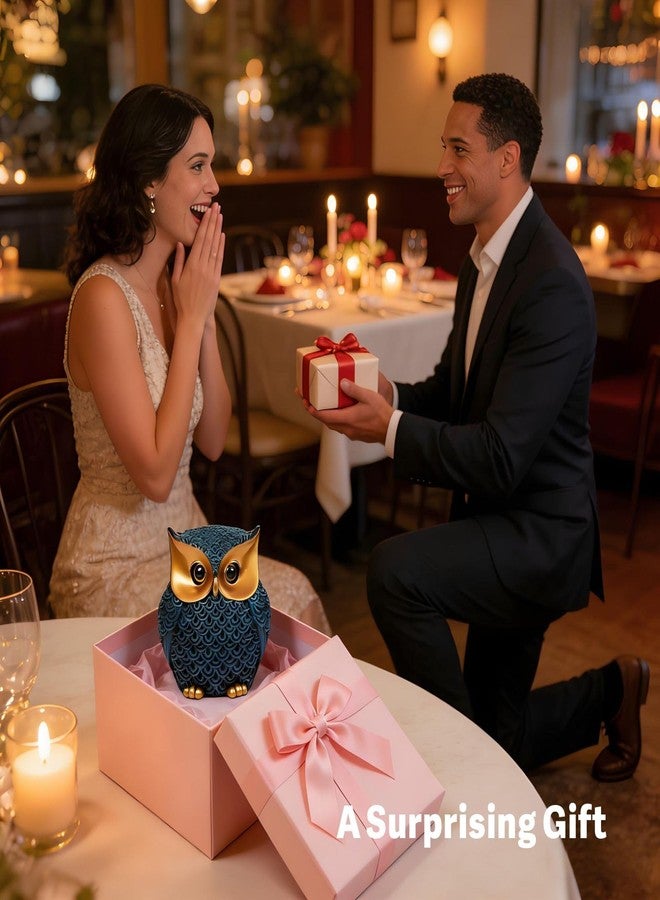 iStarcas Owl Decor Home Décor Accents, Owl Gifts for Women and Owl Lovers, Owl Figurine, Owl Ornaments, Cute Owl Statue, Owl Figurines Home Decor(Blue) - Image 5