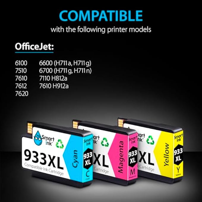 COMPATIBLE INK CARTRIDGE REPLACEMENT FOR HP 932XL 933XL 932 XL 933 HIGH YIELD SET (CYAN,MAGENTA,YELLOW, 3 COMBO PACK) TO USE WITH OFFICEJET 6100 6600 6700 7110 7510 7610 7612 7620 - Image 3