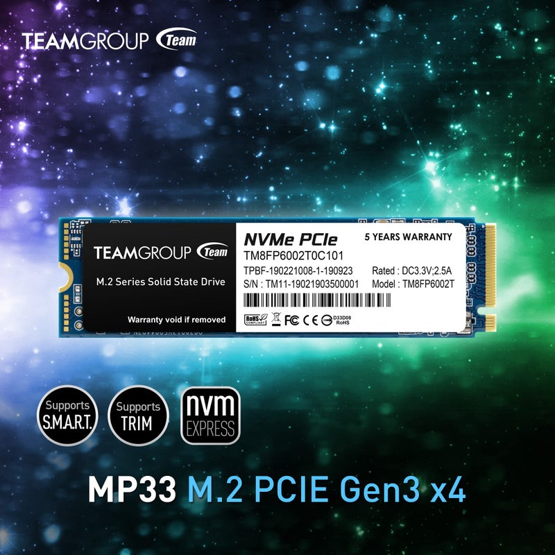 TEAMGROUP MP33 1TB SLC كاش 3D NAND TLC NVMe 1.3 PCIe Gen3x4 M.2 2280 SSD داخلي سرعة القراءة/الكتابة تصل إلى 1800/1500 ميجابايت/ثانية للابتوب وبي سي ديسكتوب TM8FP6001T0C101 - Image 4