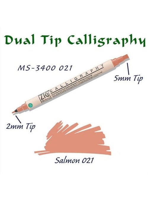Zig Calligraphy Pen Double Tip Calligraphy Pen 2 Mm - 5 Mm Salmon 
