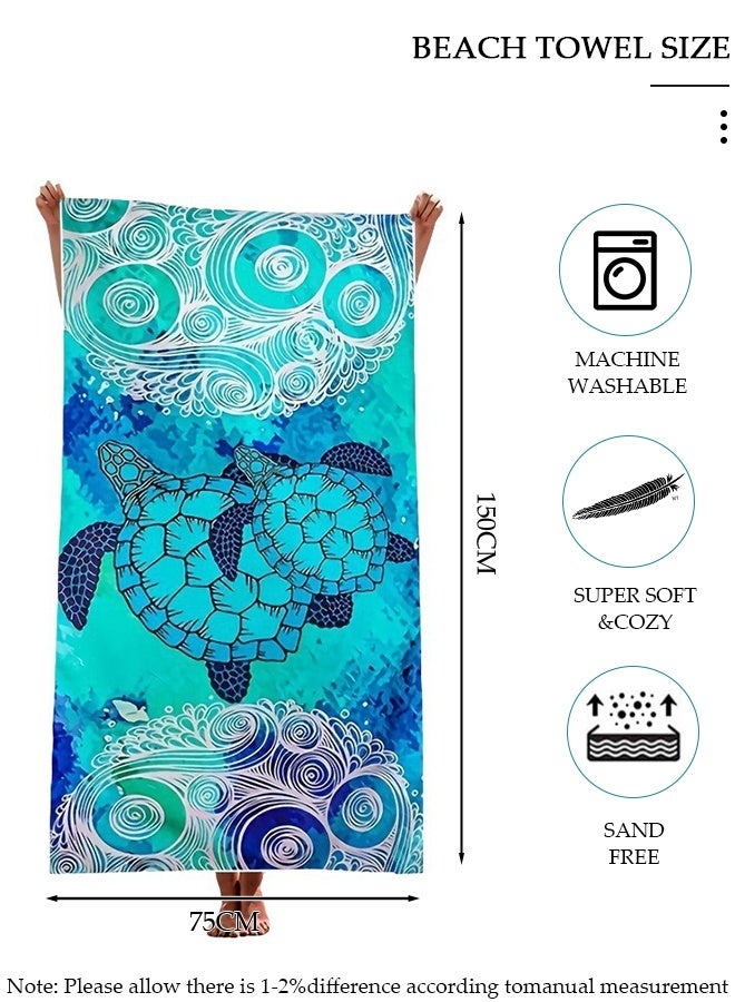 DUNISO Oversized Beach Towel, 150*75cm Microfiber Beach Towels, Quick Dry Towel for Swimmers Sand Proof Beach Towels for Adults Kids, Cool Pool Towels Beach Accessories Absorbent Towel for Travel Swim Yoga - Image 3