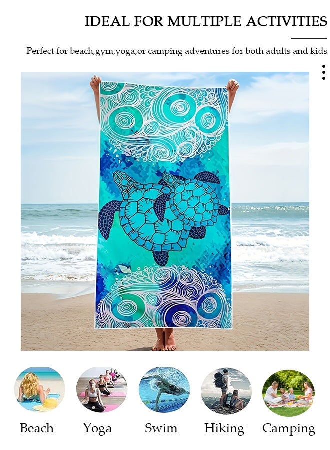 DUNISO Oversized Beach Towel, 150*75cm Microfiber Beach Towels, Quick Dry Towel for Swimmers Sand Proof Beach Towels for Adults Kids, Cool Pool Towels Beach Accessories Absorbent Towel for Travel Swim Yoga - Image 4