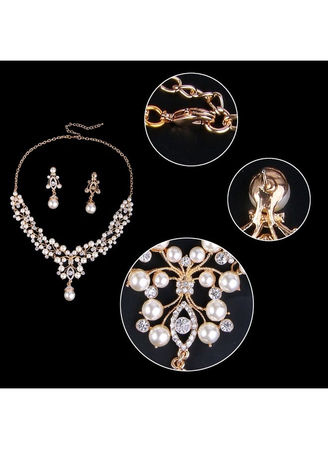 EVER FAITH Flower Simulated Pearl Wedding Jewelry Set Clear Austrian Crystal Goldtone  - Image 5