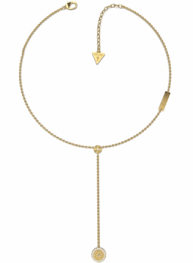 GUESS Lotus Coin Y Chain Necklace 