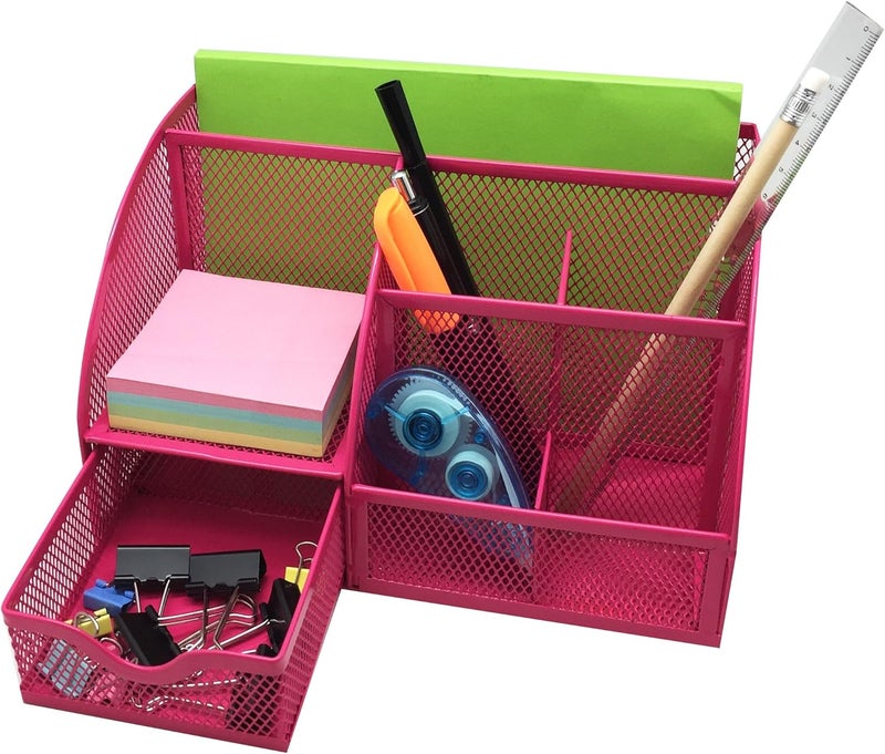 Exerz Mesh Desk Organizer Office with 7 Compartments + Drawer /Desk Tidy Candy /Pen Holder/Multifunctional Organizer - Image 3