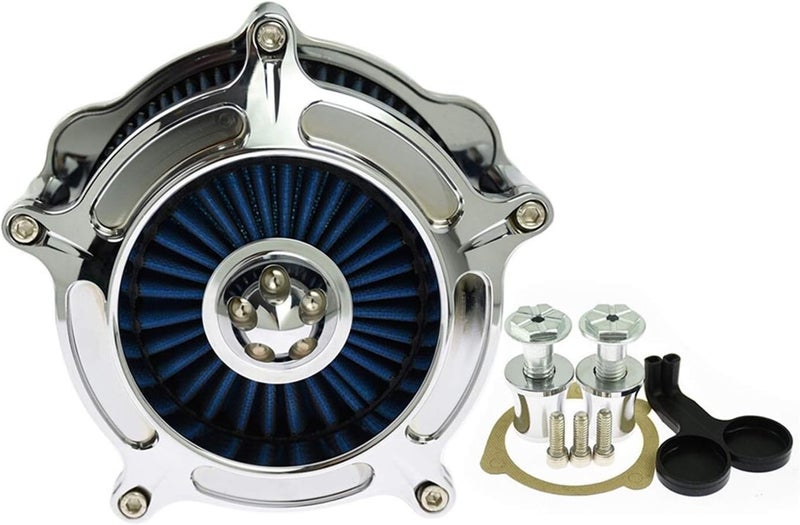 QASULER Motorcycle Chrome Air Cleaner Intake Kit - Image 1