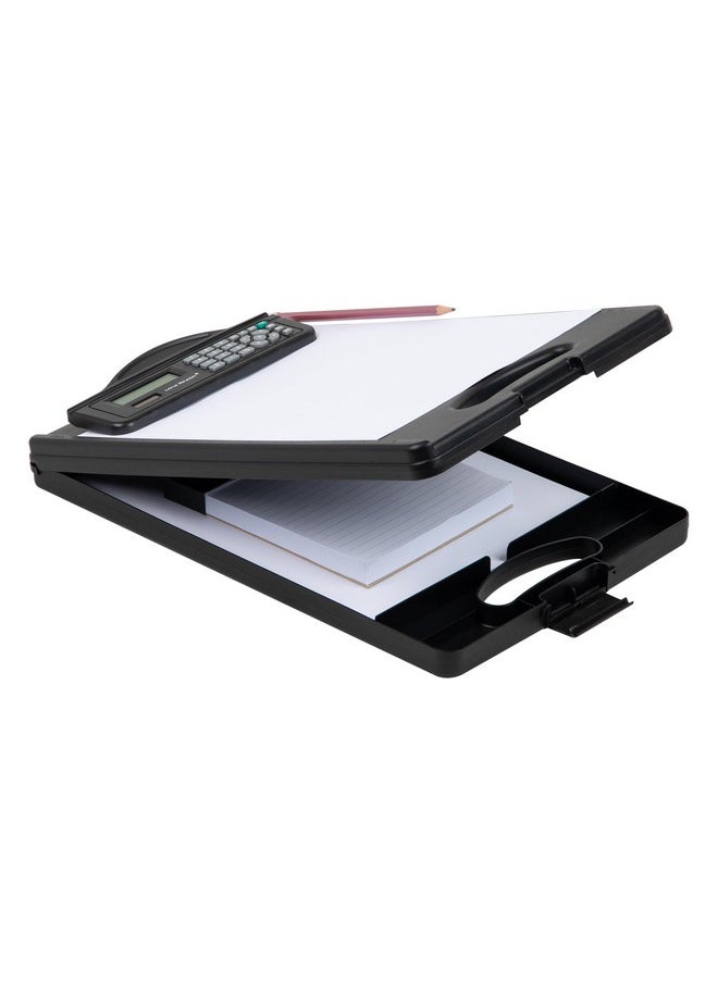 Mind Reader Clipcalcblk Clipboard Calculator Plastic Letter Bottom Opening Storage Low Profile Clip School Office 9.5"L X 15"W X 2.5"H Black  - Image 1