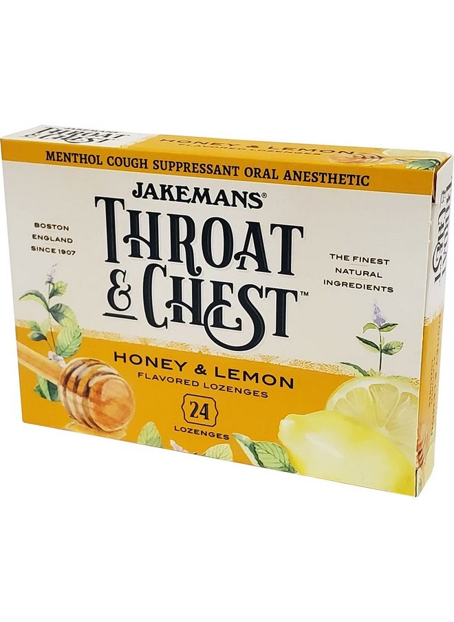 JAKEMANS Jakemans Honey and Lemon Throat & Chest Lozenges Cough Drops - Cough, Sore Throat and Seasonal Distress Soothing Relief - Liquid Drop Shape - 24 Count  - Image 1