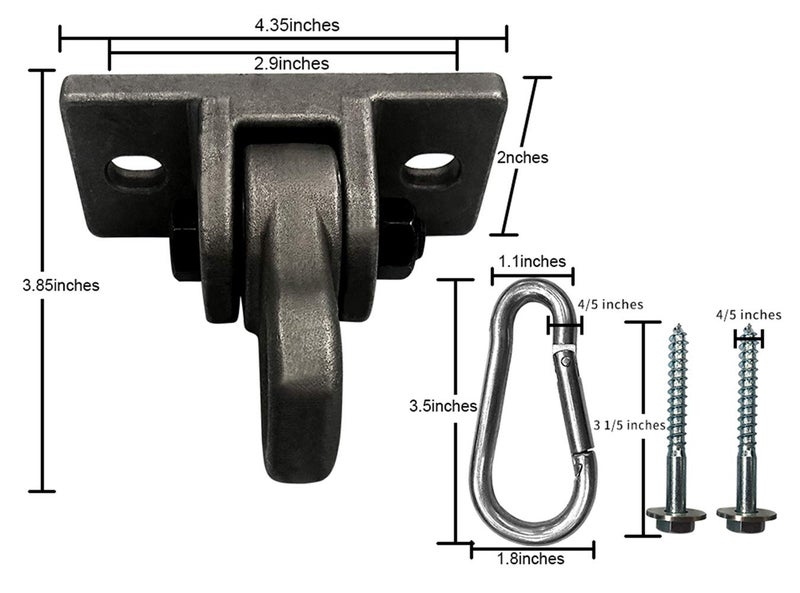 ABUSA Heavy Duty White Metal Color Swing Hangers Screws Bolts Included Over 5000 lb Capacity Playground Porch Yoga Seat Trapeze Wooden Sets Indoor Outdoor (4 Pack) - Image 4
