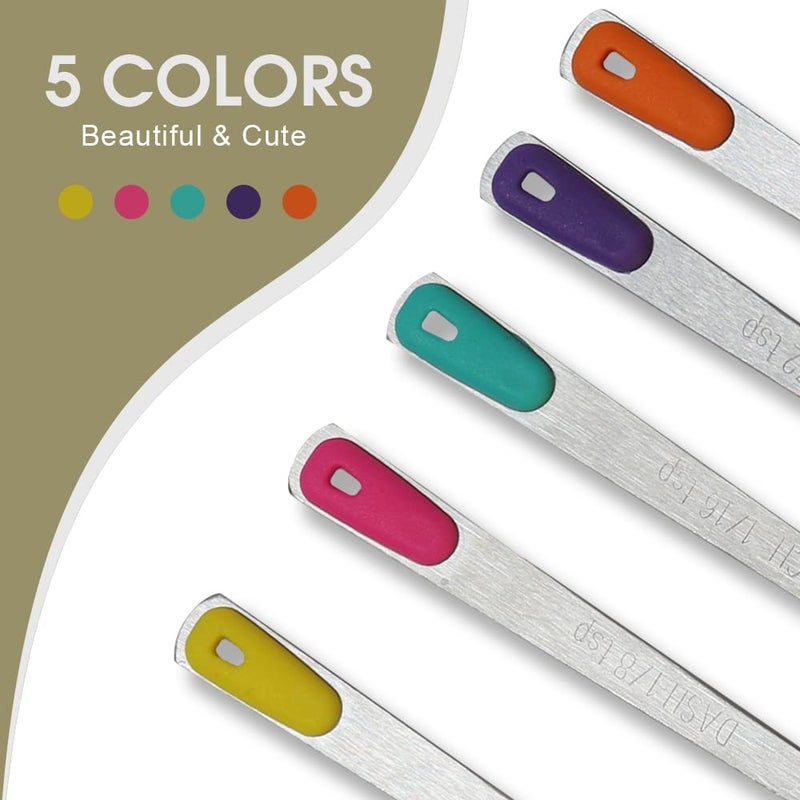 BERYLER Mini Measuring Spoons Set, Tiny Stainless Steel Measure Teaspoons with Silicone Handle, Suitable for Small Amount of Dry or Liquid Ingredients and Spices (1/64, 1/32, 1/16, 1/8, 1/4 tsp) - Image 5