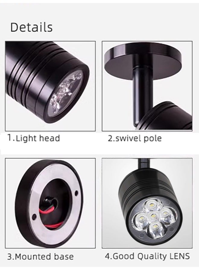 ضوء مسار LED أسود قابل للتعديل، 5 وات 220 فولت - 240 فولت 3000 كلفن أبيض دافئ يدور على الحائط وأضواء كاشفة مصباح قراءة للصورة والمرآة والممر وغرفة النوم وغرفة الجلوس واستوديو الفن  - Image 4