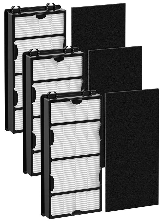 إيزينجو فلتر HEPA بديل متوافق مع أجهزة تنقية الهواء من هولمز HAPF600 وHAPF8650 وHAP615 وHAP625 وHAP650، يتضمن 3 فلاتر بديلة و3 فلاتر كربونية أولية، رقم القطعة HAPF600D، HAPF600D-U2 - Image 1