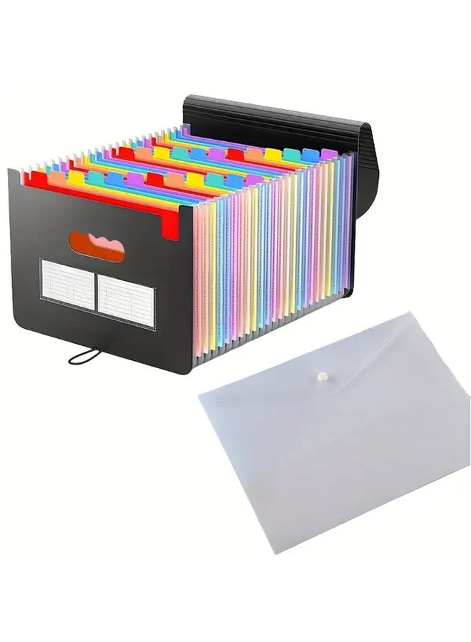New Transparent File Bag Multi Pocket Accordion Document Organizer For A4 - Image 2