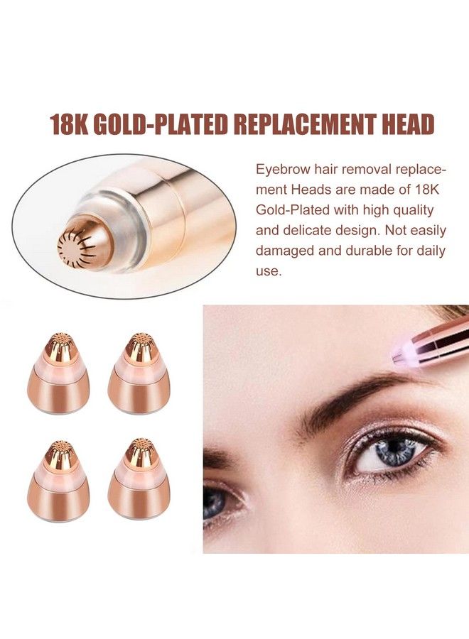 Consio 4 Pack Flawless Replacement Head Facial Hair Removal Tool For Women Smooth Finishing With Cleaning Brush(Rose Gold) - Image 4