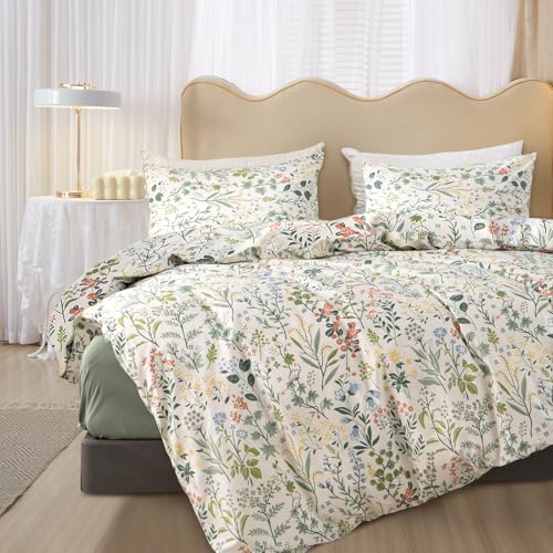 MKXI Garden Floral Comforter Set White Full Size for College Floral Bedding Comforter Set Coquette Cottagecore Aesthetic Cute Flowers Pattern Comforter for Women Teen Girls - Image 3