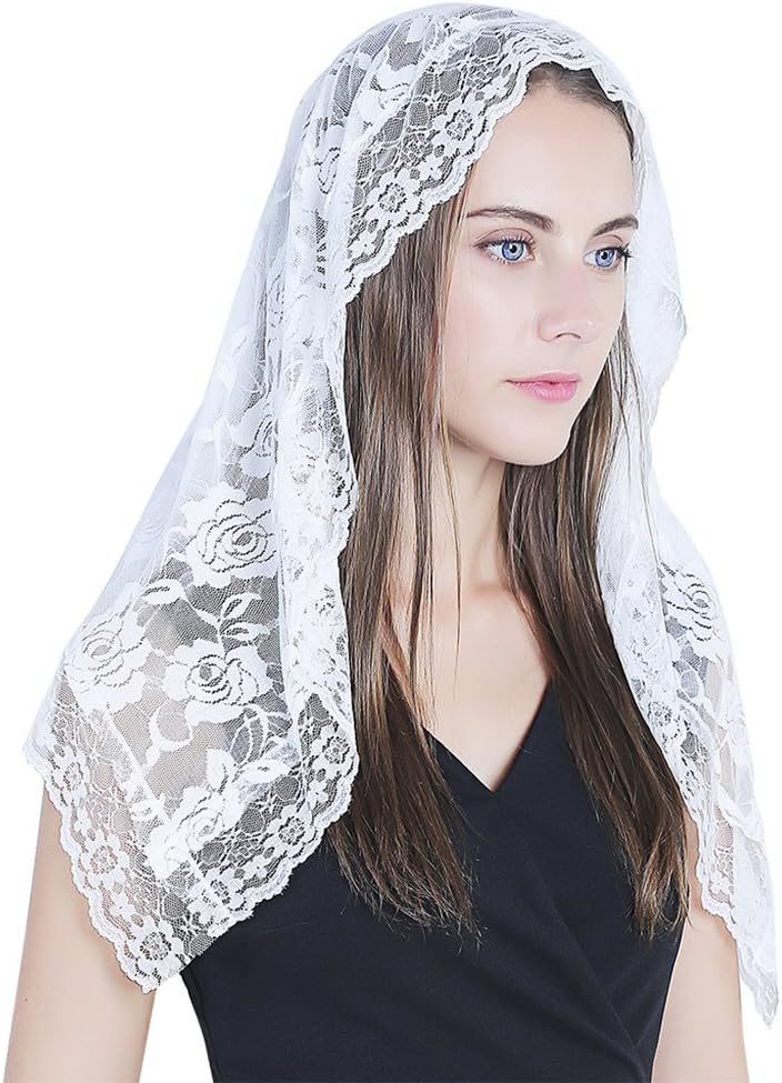 TREORSI Lace Mantilla Catholic Chapel Veil Head Covering for Church Latin Mass - Image 1