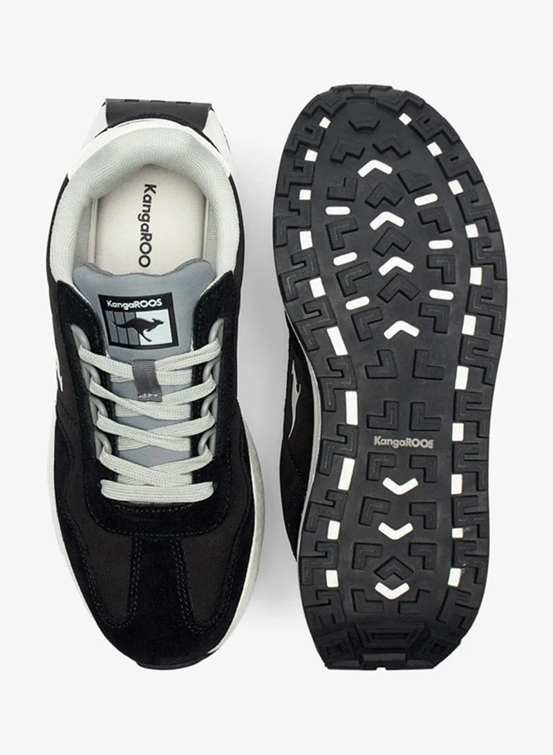 kangaROOS BLACK Women's Logo Detail Walking Shoes with Lace-Up Closure for Women | Best Price UAE