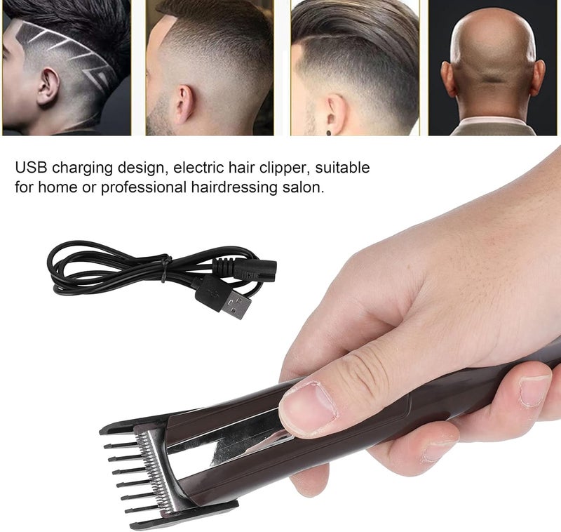 klarako Electric Hair Clipper Kit, USB Chargrable Black Hair Trimmer With Limit Comb Cleaning Brush USB Charger, Professional Haircut Grooming Trimmers For Home Salon Barber - Image 5