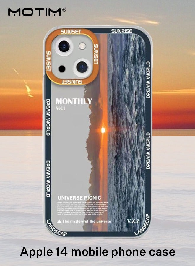 Motim Sea Sunrise Case for iPhone 14 Cute Stylish Landscape Design Phone Case Shockproof Protective Soft Slim Cover - Image 1