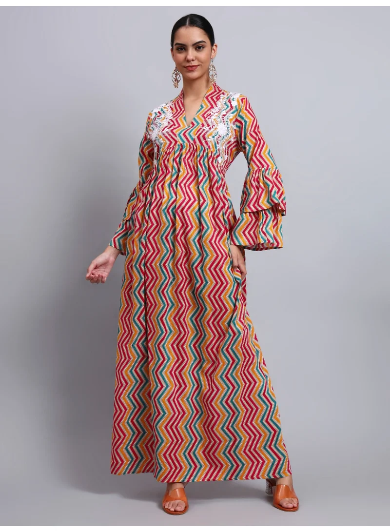 الايا جلابية مطرزة بطبعة قطنية للسيدات