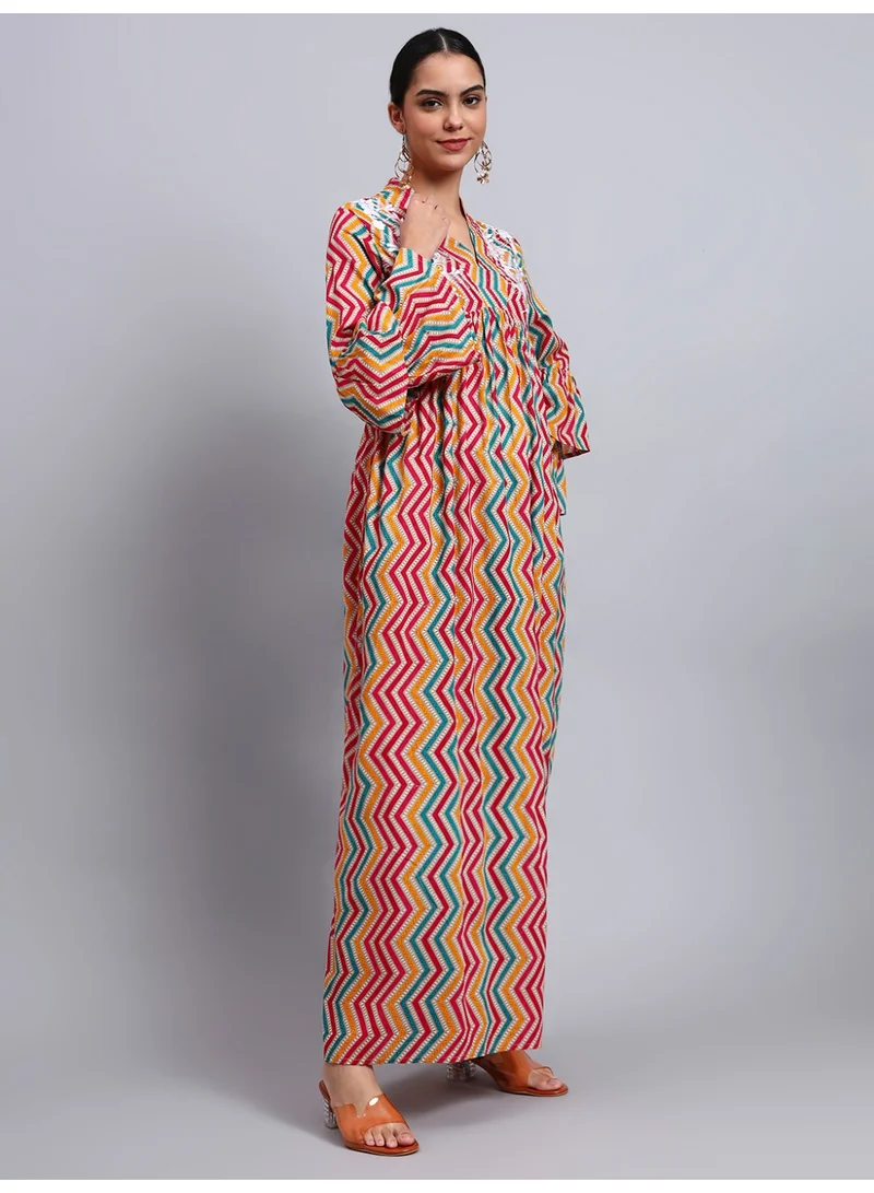 الايا جلابية مطرزة بطبعة قطنية للسيدات