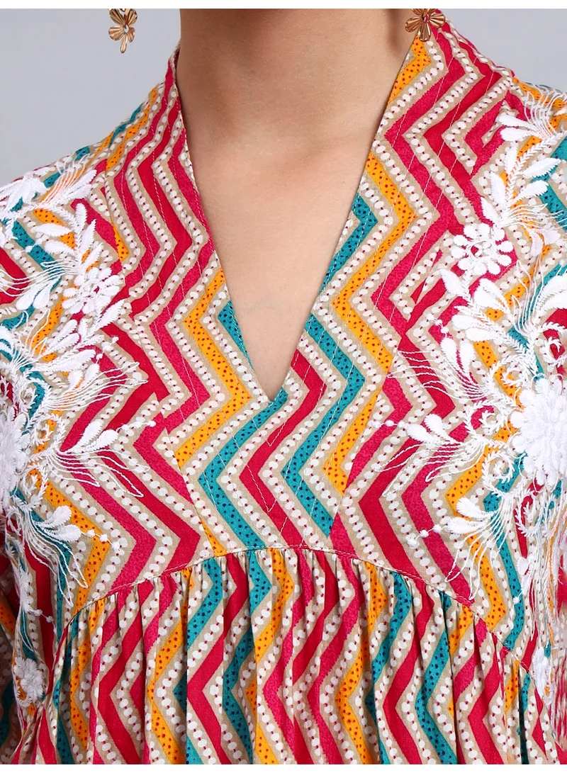 الايا جلابية مطرزة بطبعة قطنية للسيدات