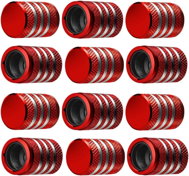 DECURCAR Tire Valve Stem Cap Cover - (12 Pack) Tire Air Caps Metal with Plastic Liner Corrosion Resistant Leak-Proof for Car Truck Motorcycle SUV and Bike - Image 1