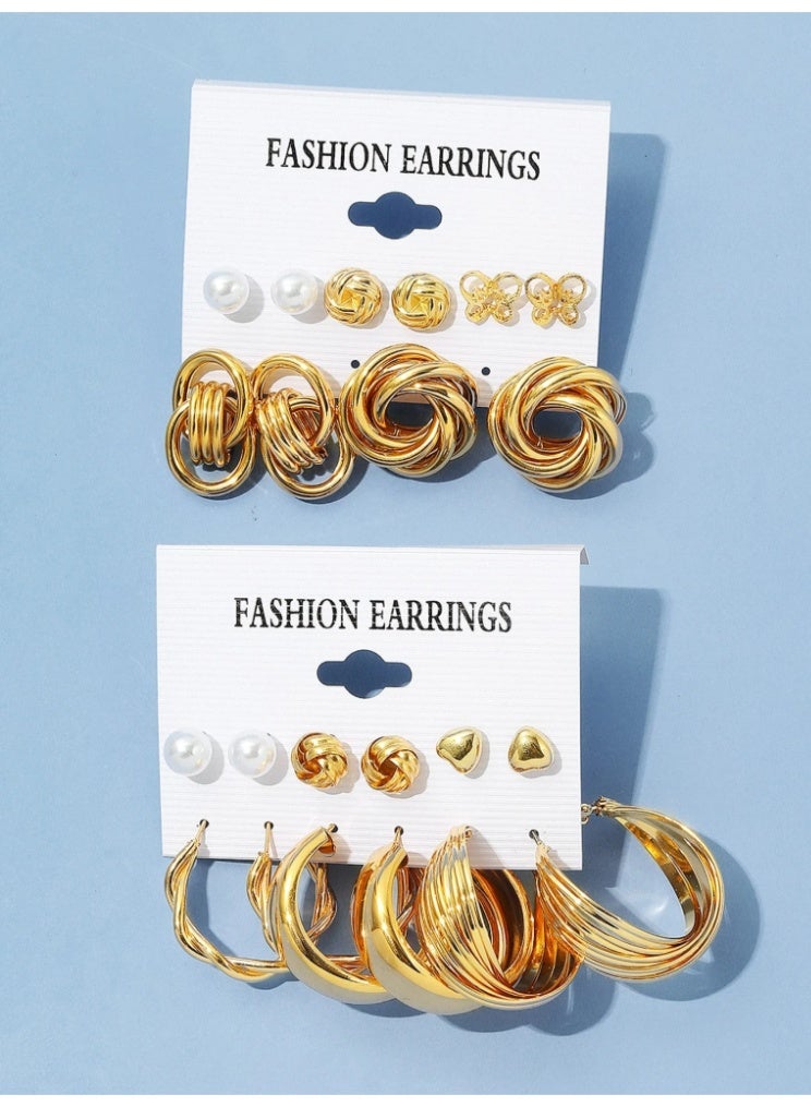 11-Pair Heart Decorative Faux Pearl Earrings Set – Feminine Accessory Gift for Women - Image 2