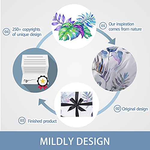 MILDLY 100% Long-Staple Cotton Duvet Cover Set Palm Leaf Pattern Printed Comforter Cover 3pcs, Ultra Soft & Breathable Bedding Set - Image 4